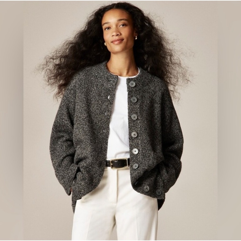 J.Crew Merino Alpaca Blend Oversized Chunky Knit Cardigan Gray Size Medium